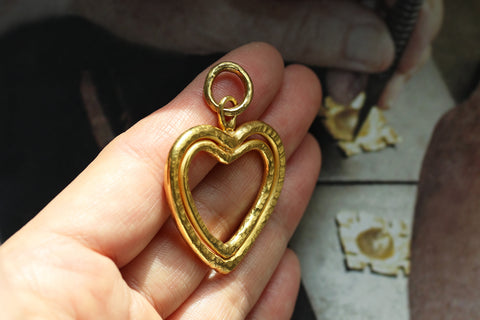 Rare Vintage Jean Mahie 22k Gold Heart Pendant