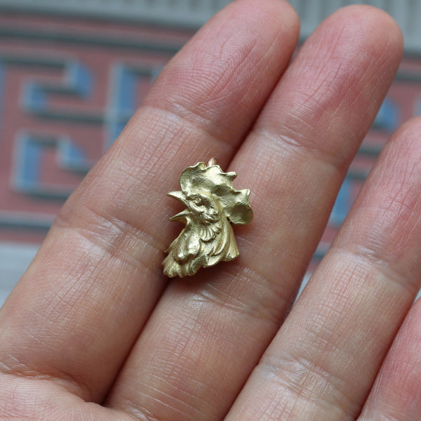 Victorian Gold Rooster Head Charm Pendant