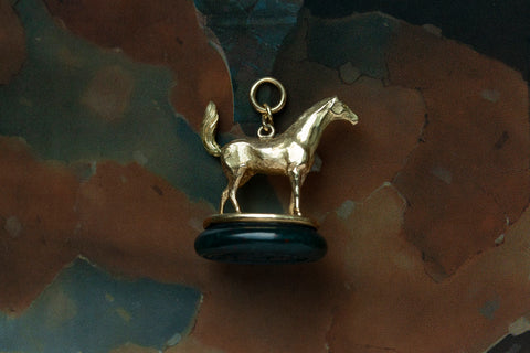 Victorian Articulated 18k Gold Horse Seal Fob Pendant