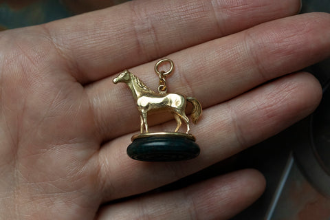 Victorian Articulated 18k Gold Horse Seal Fob Pendant