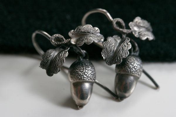 Silver acorn earrings hotsell