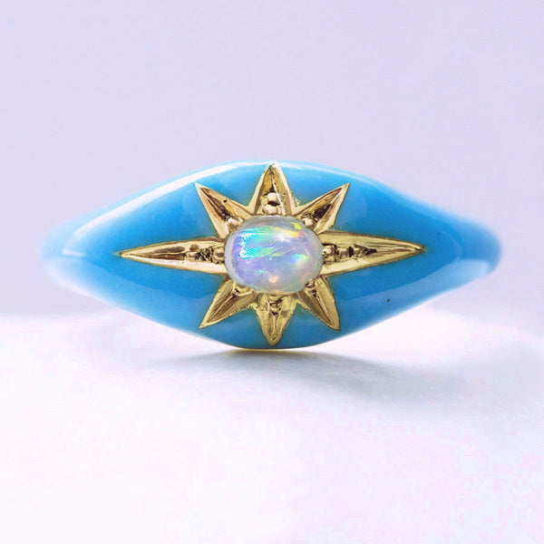Blue enamel ring store