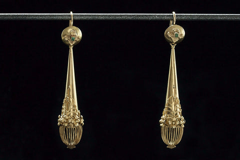Georgian Gold and Emerald Day Night Earrings