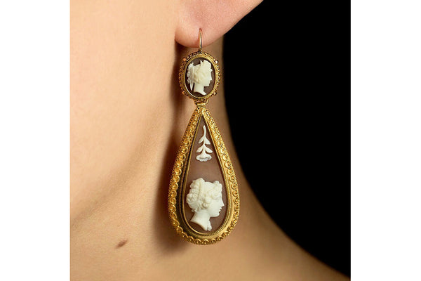 Cameo sales dangle earrings