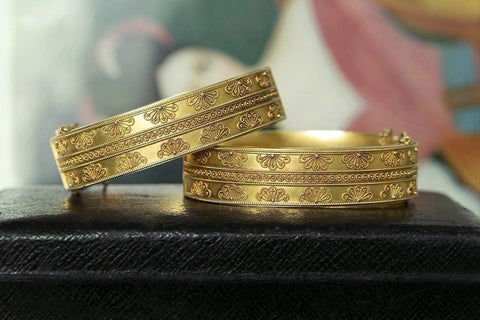 Victorian Matched Set of Etruscan Revival Bangles