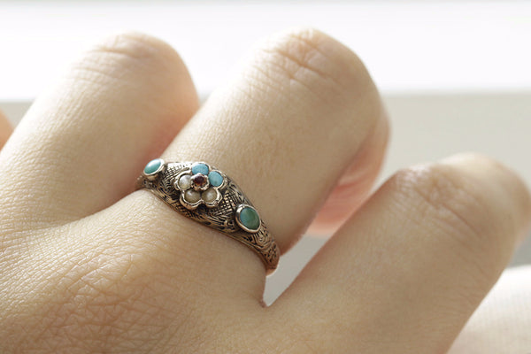 LAELIUS Antiques Forget Me Not Flower Ring