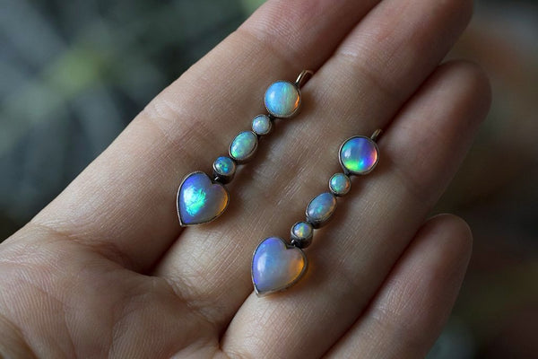 Heart opal earrings new arrivals