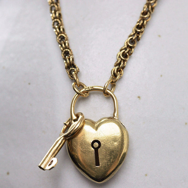 LAELIUS Antiques – Victorian Necklace with Heart Padlock and Key