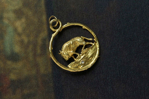 Vintage Zodiac 'Taurus' Pendant with Diamond