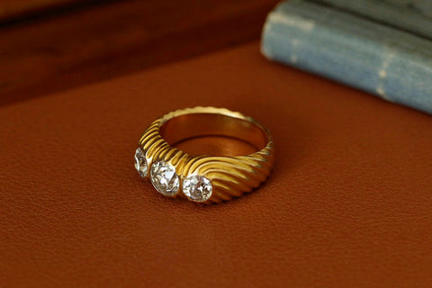 Early 20th Century Three Diamond Stone Ring