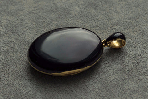 Victorian Tiffany & Co Black Enamel and Gold Locket