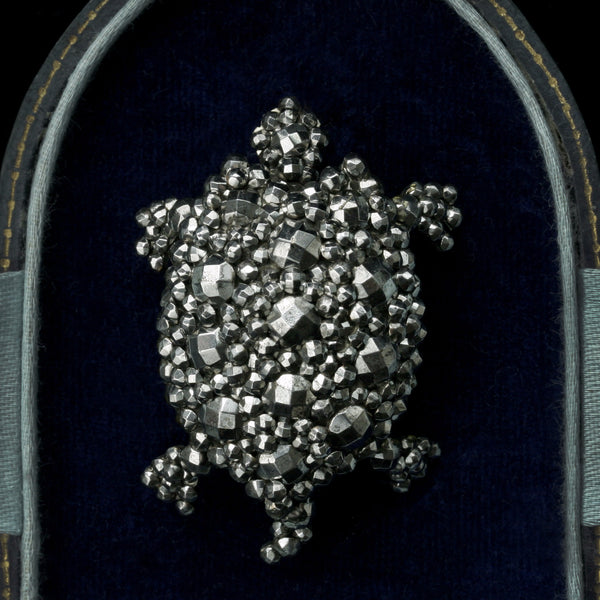 Victorian Cut Steel Turtle Brooch