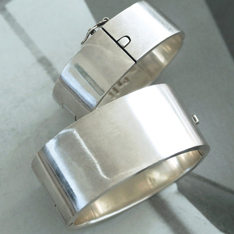 アクセサリー Vintage Silver Heavy Wide Bangle 925 Vintage Thick Solid .925 Sterling Silver Bangle Bracelet | eBay