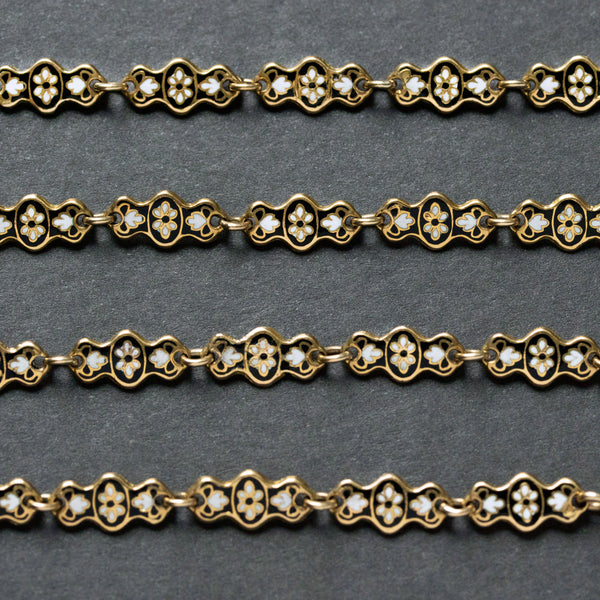 Mid-19th Century Black and White Enamel Chain