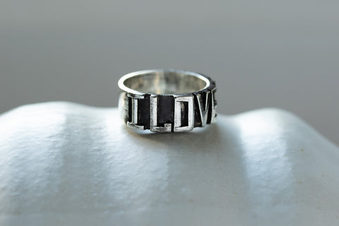 Vintage Sterling Silver 'I LOVE YOU' ring