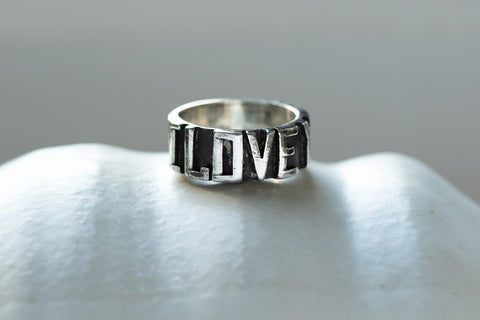 Vintage Sterling Silver 'I LOVE YOU' ring