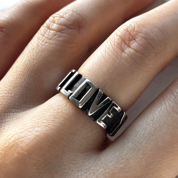 Vintage Sterling Silver 'I LOVE YOU' ring