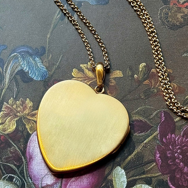 Early 20th Century 15ct Gold Large Heart Locket & Chain Set