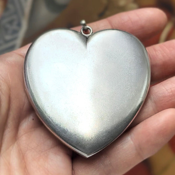 C.1900. Oversized Sterling Silver Heart Locket