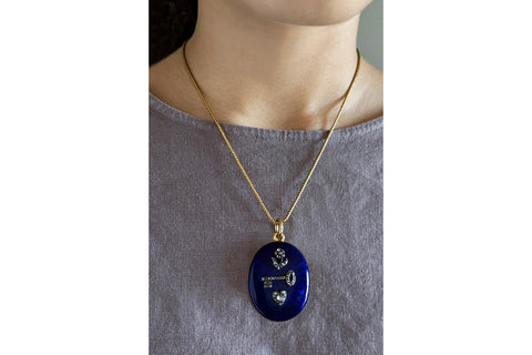 C.1840. Blue Enamel and Diamond Locket