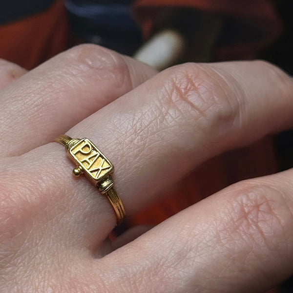 19th Century Archaeological Revival 'PAX' Ring