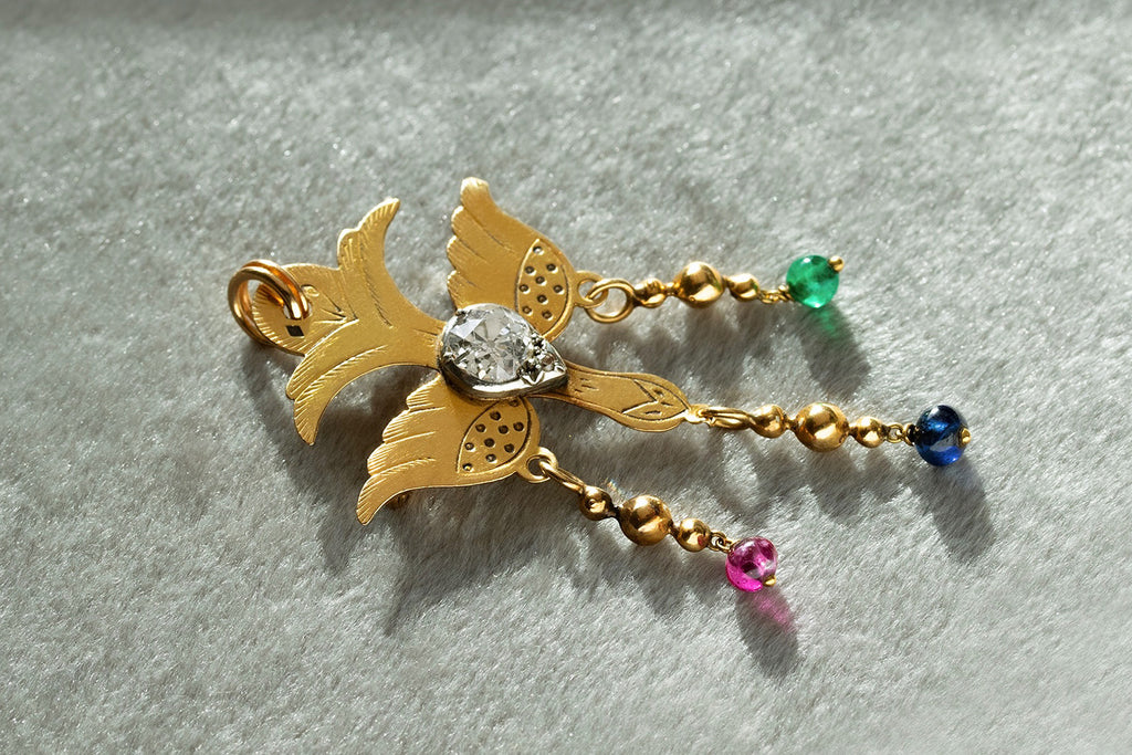 C. 1860s. French St. Esprit Gem-Set Pendant