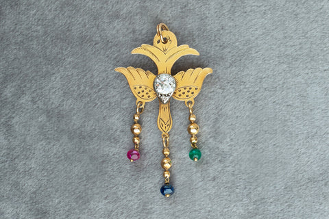 C. 1860s. French St. Esprit Gem-Set Pendant