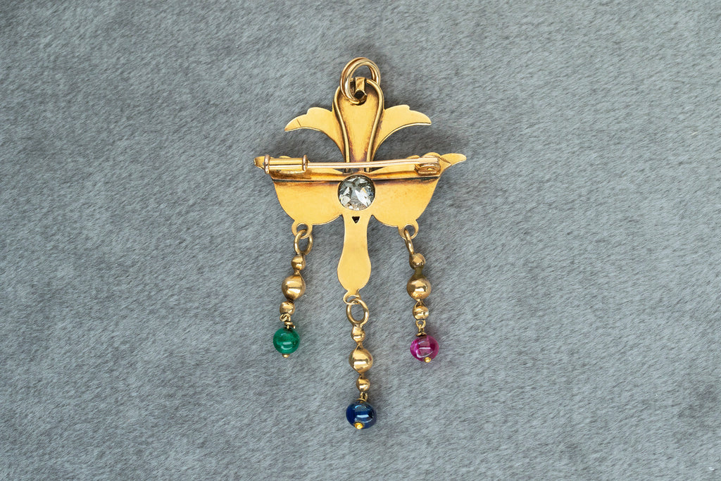 C. 1860s. French St. Esprit Gem-Set Pendant