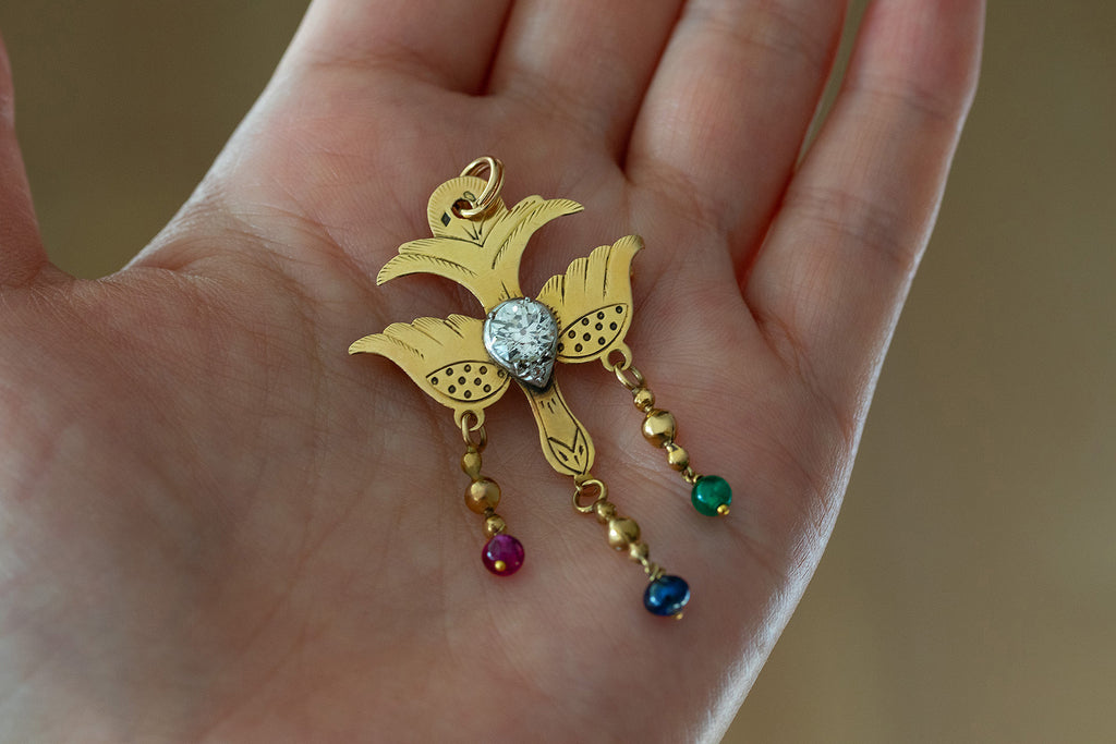 C. 1860s. French St. Esprit Gem-Set Pendant