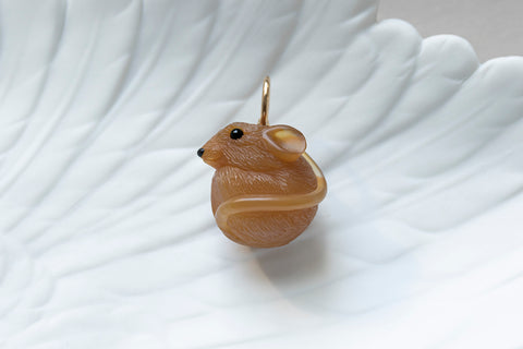 Carved Agate Mouse Pendant