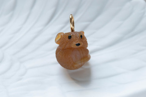 Carved Agate Mouse Pendant