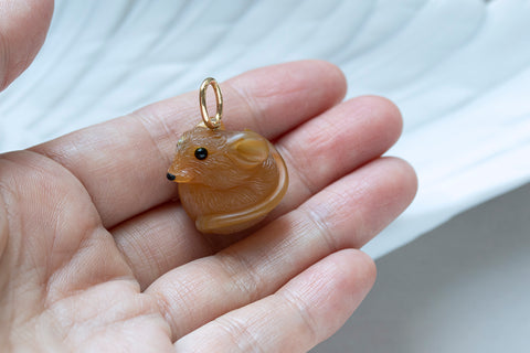 Carved Agate Mouse Pendant