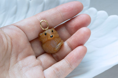 Carved Agate Mouse Pendant