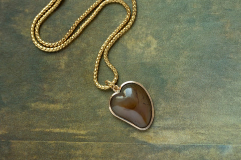 Late 19th Century Agate Witch's Heart Pendant