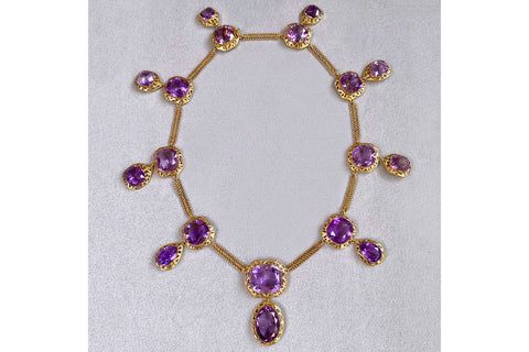 Antique French Amethyst Drop Necklace