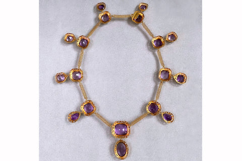 Antique French Amethyst Drop Necklace
