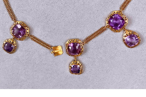 Antique French Amethyst Drop Necklace