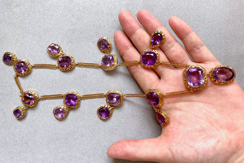 Antique French Amethyst Drop Necklace