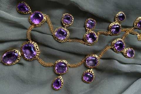Antique French Amethyst Drop Necklace