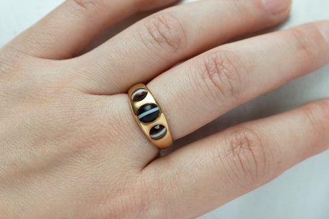 Victorian Banded Agate Three Stone Ring