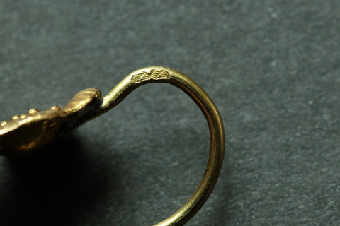 C.1860s. French 18k Gold and Banded Agate Suite Hallmarks on Earrings
