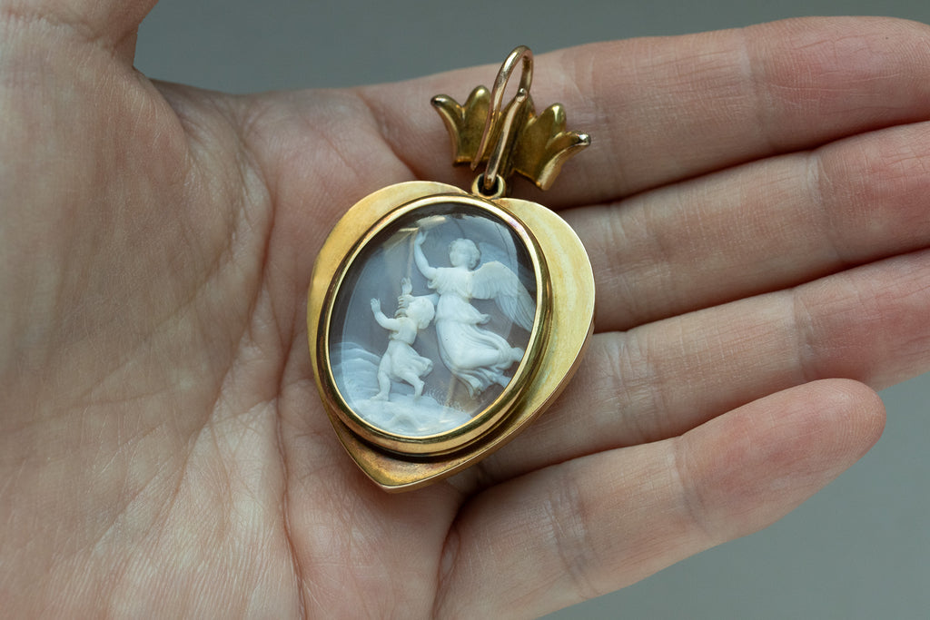 Mid-Victorian Banded Agate Heart Pendant