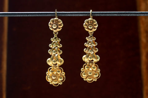 C.1830. Biedermeier 14k Gold Drop Earrings