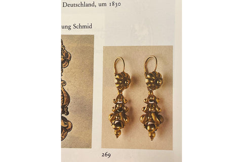 C.1830. Biedermeier 14k Gold Drop Earrings reference