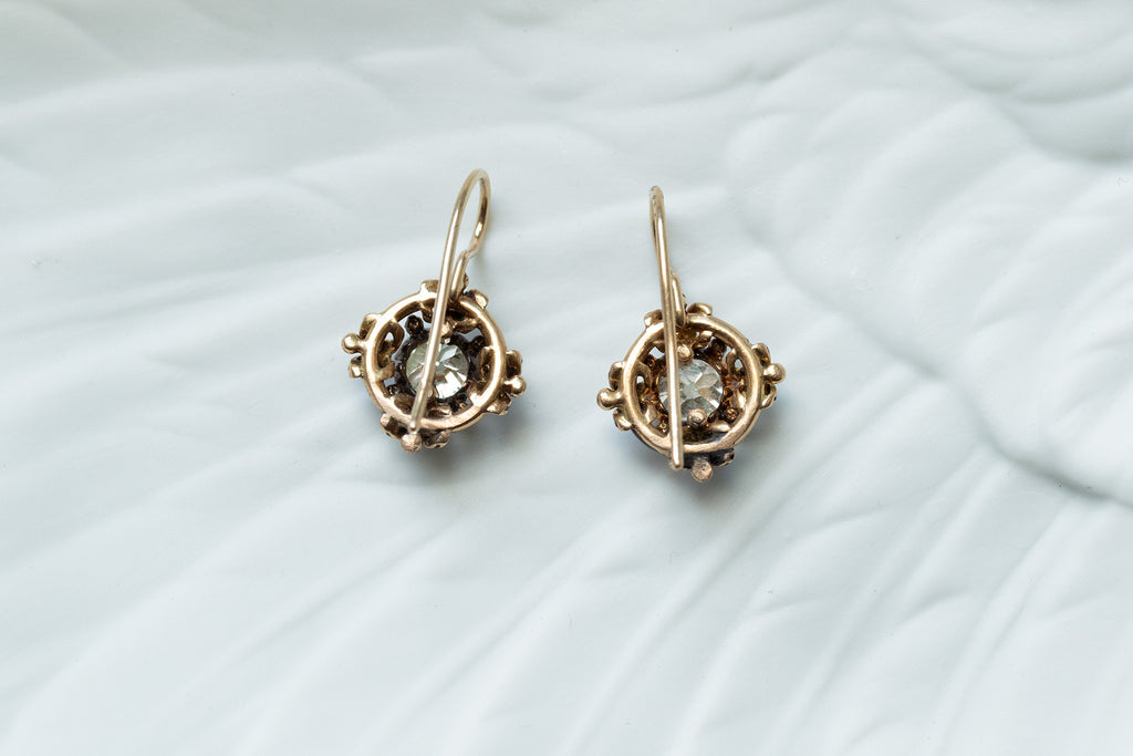 Victorian Black Enamel & Diamond Earrings