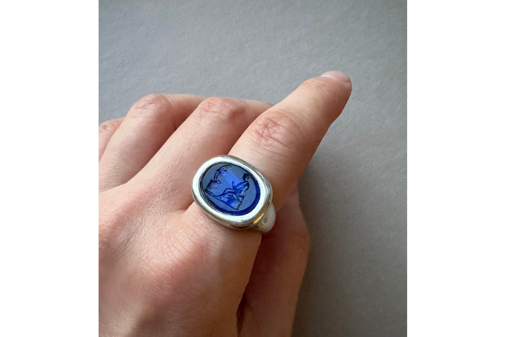 Celestial Dialogue: Blue Tassie Intaglio Ring
