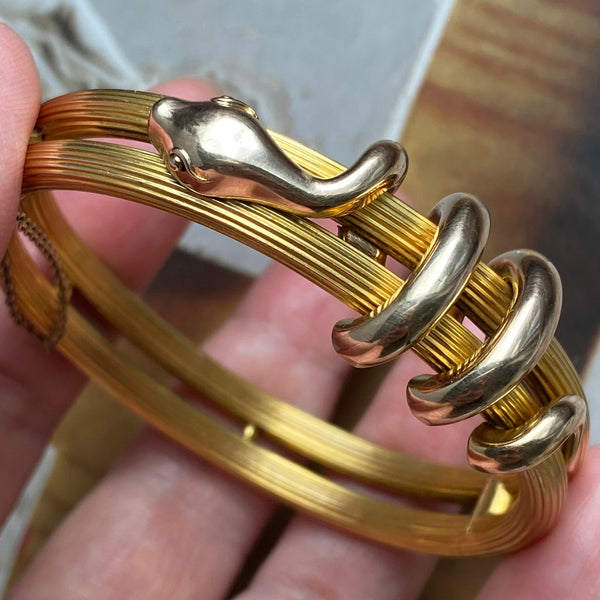 Victorian Coiled Snake Gold Bangle