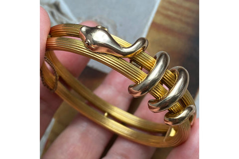 Victorian Coiled Snake Gold Bangle