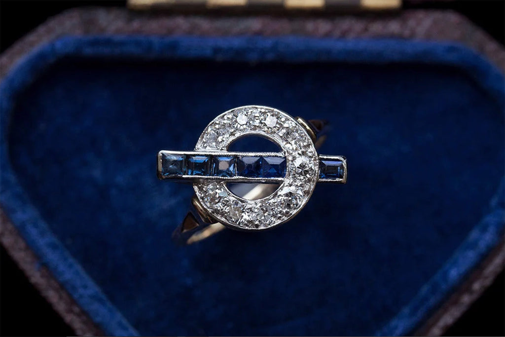 Art Deco Diamond and Sapphire Ring