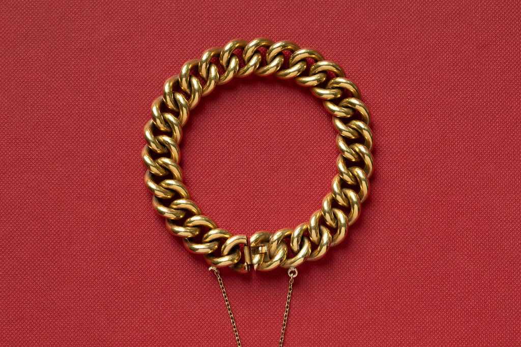 Edwardian 18k Gold Curb Link Bracelet